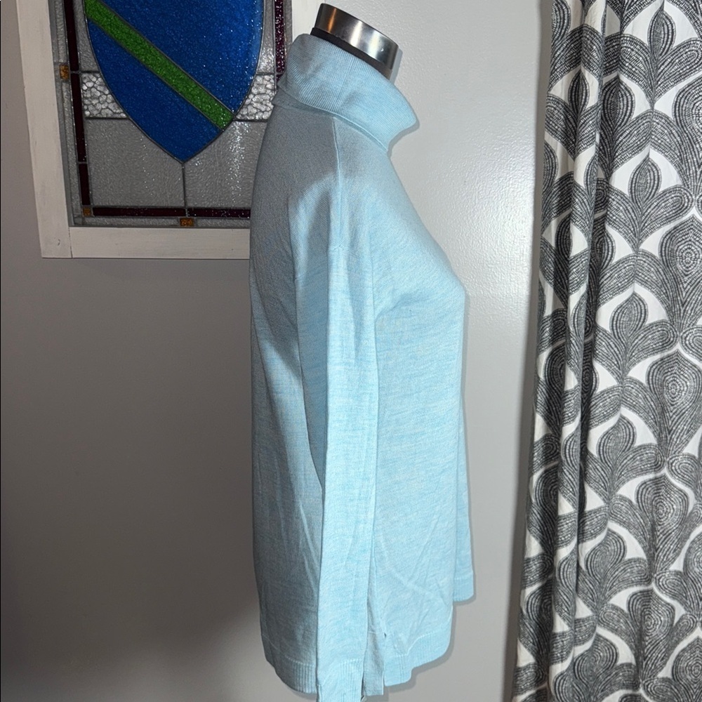 Talbots Pure Merino Wool Baby Blue Turtleneck Sweater SZ Small - Picture 5 of 6